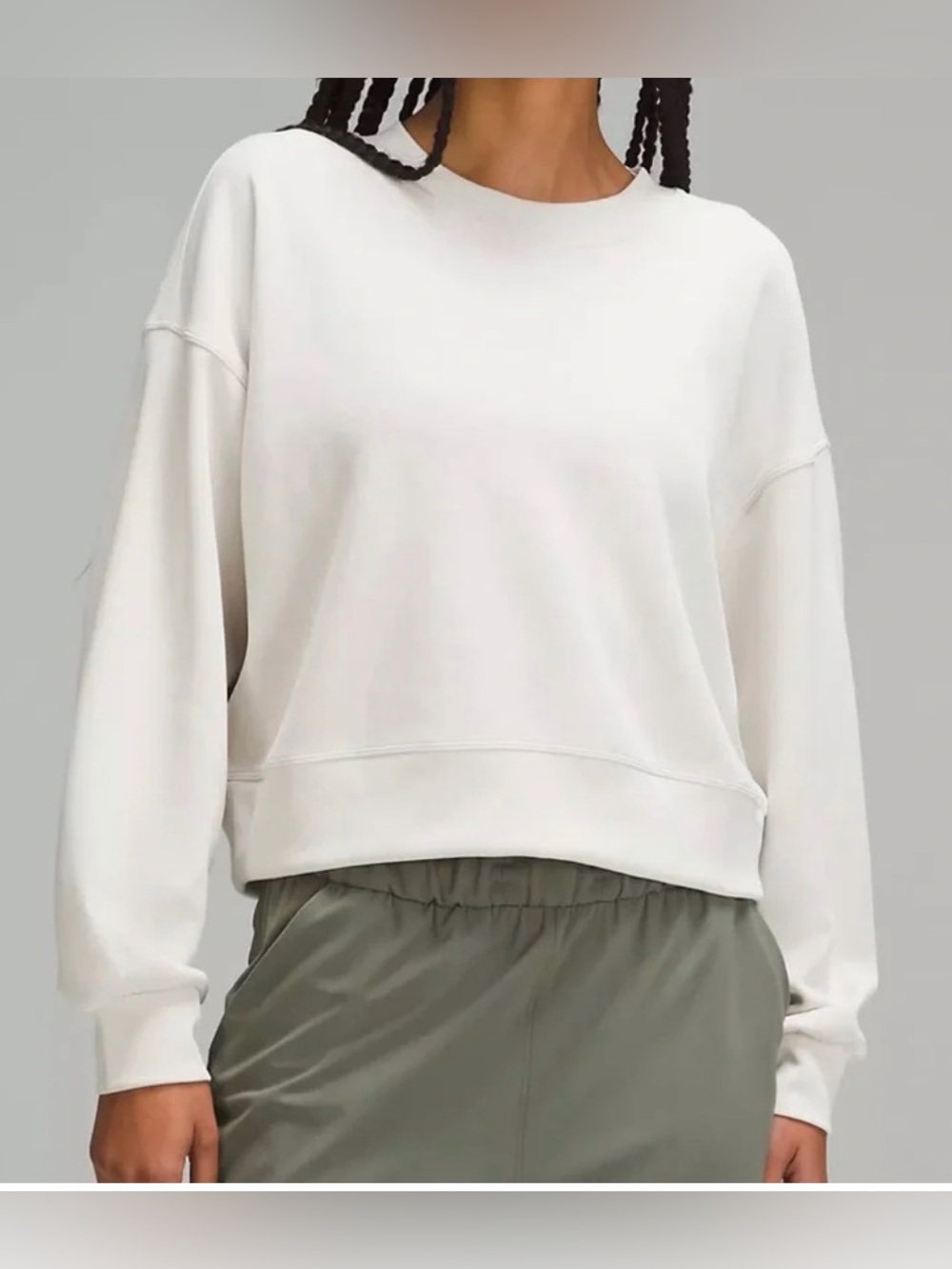 NWOT New Lululemon Perfectly Oversized Cropped Crew *Softstreme™ White Opal